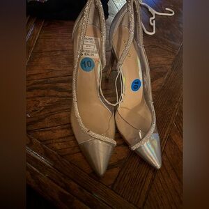 Aldo Silver and Clear Women's Heels